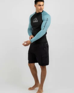 Quiksilver On Tour Long Sleeve Rash Vest Reef Waters Discount