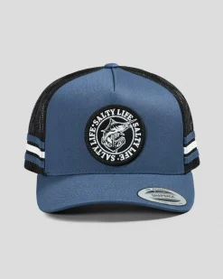 Salty Life Once Bitten 3.0 Trucker Cap Washed Blue Sale