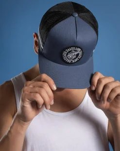 Salty Life Once Bitten 3.0 Trucker Cap Washed Blue Sale