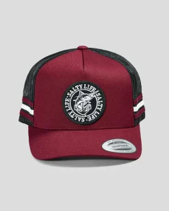 Salty Life Once Bitten 3.0 Trucker Cap Maroon/black Clearance