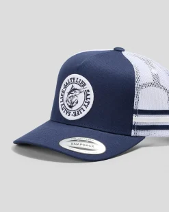 Salty Life Once Bitten 4.0 Trucker Cap Blue/white Best