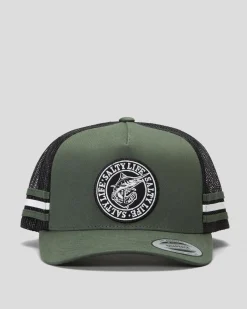 Salty Life Once Bitten 3.0 Trucker Cap Army Green/black Sale