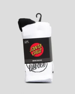 Santa Cruz Opus Dot Crew Socks 4 Pack White Discount