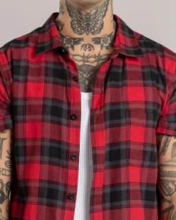 Dexter Outlander Short Sleeve Shirt Red/black Check Outlet