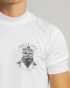 Salty Life Overboard Short Sleeve Rash Vest White Hot