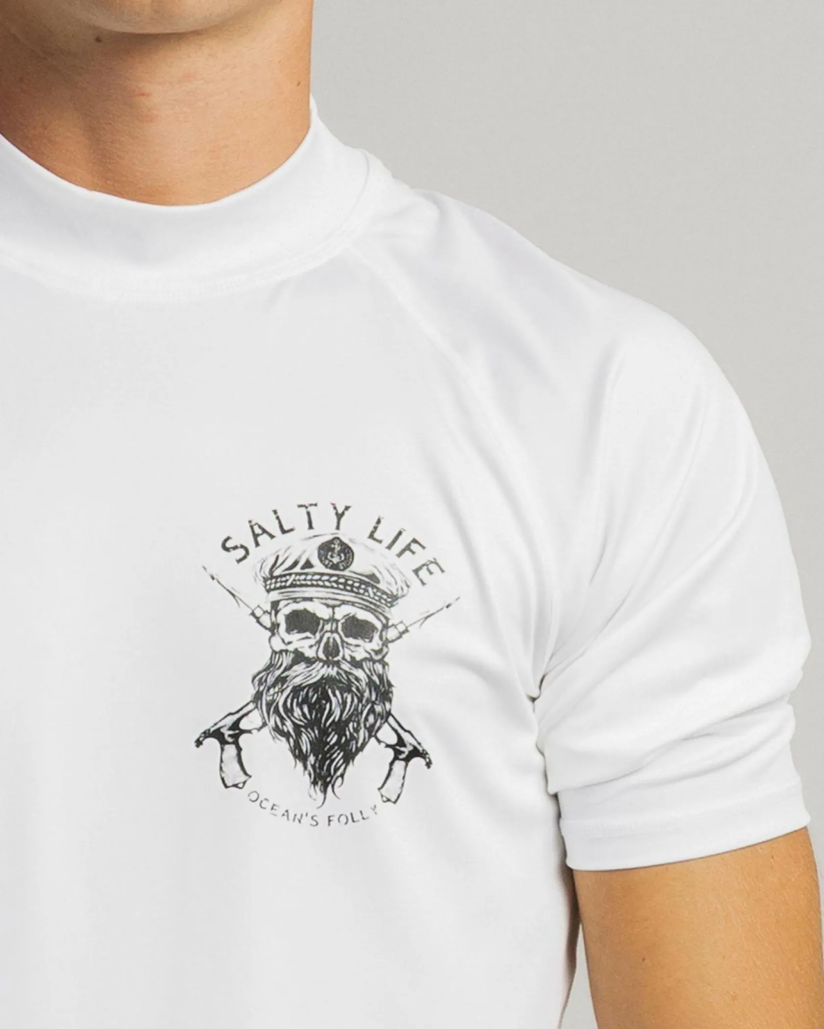 Salty Life Overboard Short Sleeve Rash Vest White Hot