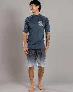 Salty Life Overboard Short Sleeve Rash Vest Charcoal Clearance