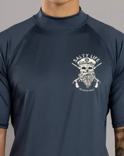 Salty Life Overboard Short Sleeve Rash Vest Charcoal Clearance