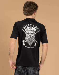 Salty Life Overboard Short Sleeve Rash Vest Black