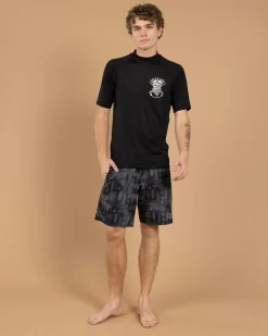 Salty Life Overboard Short Sleeve Rash Vest Black