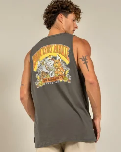 The Mad Hueys Oz Straya Singlet Charcoal Hot