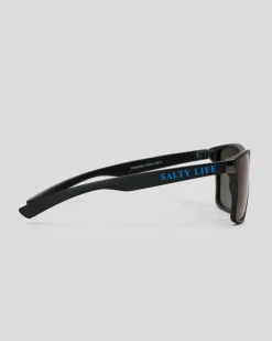Salty Life Pacific Polarised Sunglasses Matte Black / Bright Blue Hot