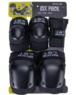 187 Killer Pads Pads Skate Gear Protective 6 Pack Black