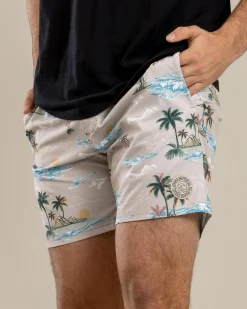 Jacks Palm Elastic Waist Shorts Cream New