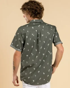 Rip Curl Paradise Palms Short Sleeve Shirt Cactus Green New