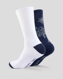 Salty Life Paradise Socks 2 Pack Navy/white Clearance