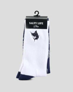 Salty Life Paradise Socks 2 Pack Navy/white Clearance