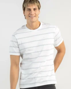 Rip Curl Plain Stripe T-Shirt White/blue Sale