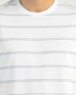 Rip Curl Plain Stripe T-Shirt White/blue Sale