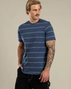 Rip Curl Plain Stripe T-Shirt Light Navy Sale