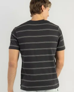 Rip Curl Plain Stripe T-Shirt Washed Black New