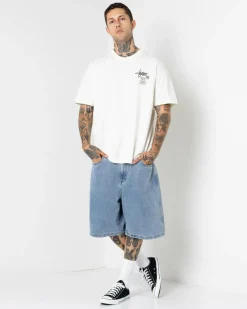 S-Double Print Denim Standard Shorts Light Blue Outlet