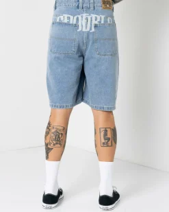 S-Double Print Denim Standard Shorts Light Blue Outlet