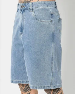 S-Double Print Denim Standard Shorts Light Blue Outlet