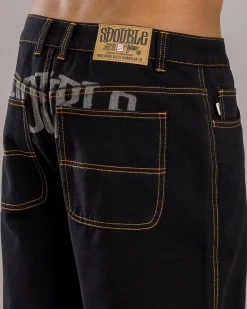 S-Double Print Denim Standard Shorts Double Dye Black Sale