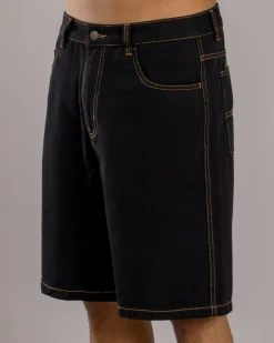 S-Double Print Denim Standard Shorts Double Dye Black Sale