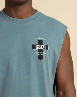 Kiss Chacey Promise Dual Curved Muscle Tank Pigment Goblin Blue New
