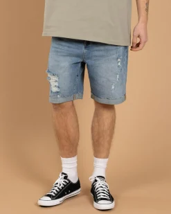 Lucid Qualify Denim Walk Shorts Mid Blue Best