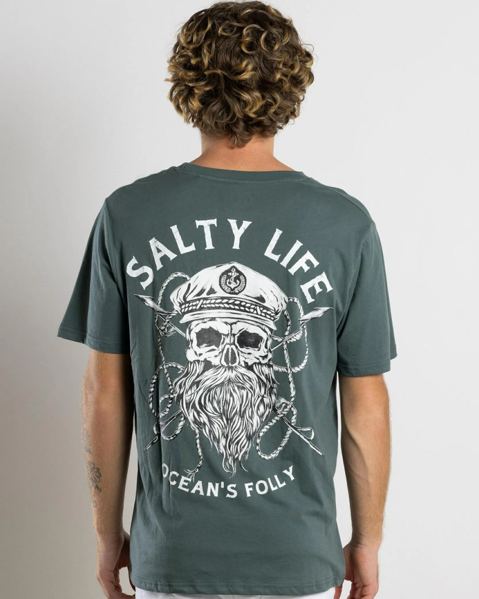 Salty Life Raider T-Shirt Green Outlet