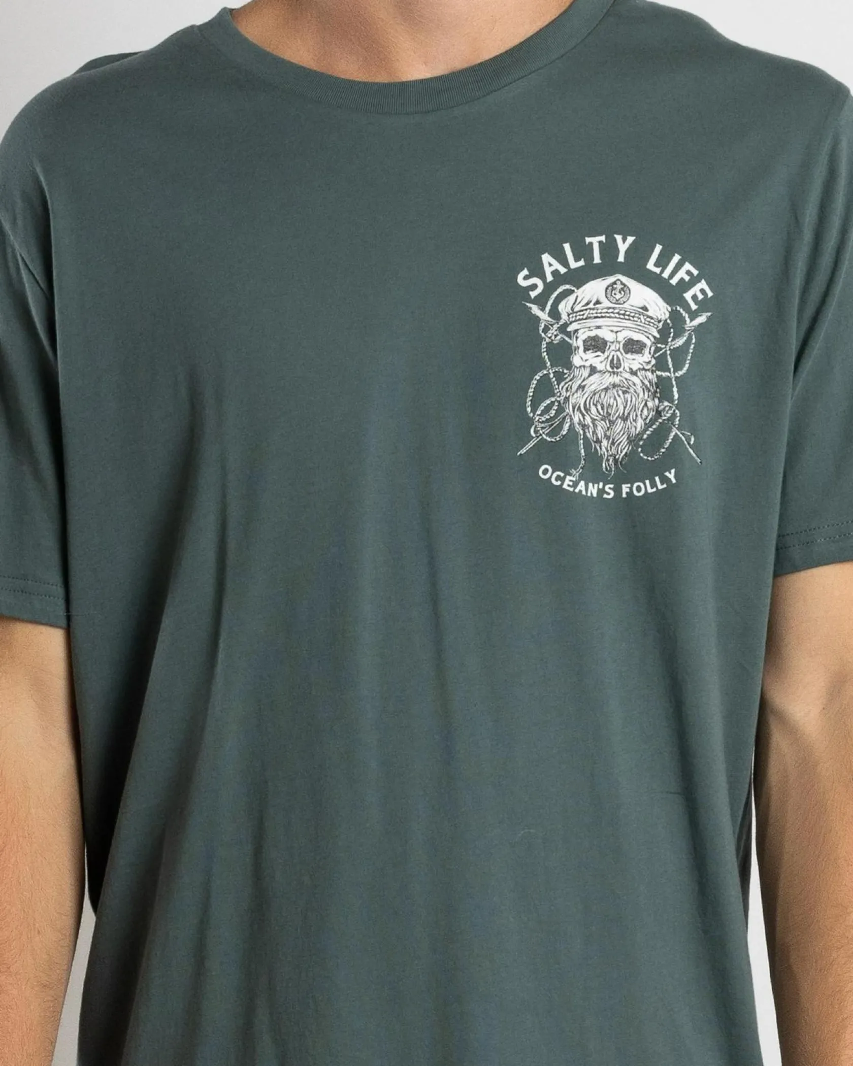 Salty Life Raider T-Shirt Green Outlet