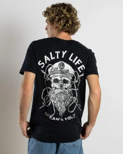Salty Life Raider T-Shirt Navy Acid Clearance