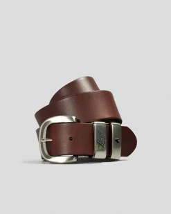 Lucid Rancher Leather Belt Brown/brushed Silver Outlet