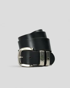 Lucid Rancher Leather Belt Black/brushed Silver Online