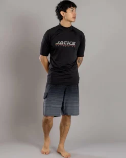 Jacks Rapid Short Sleeve Rash Vest Black Discount