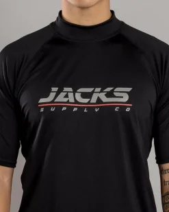Jacks Rapid Short Sleeve Rash Vest Black Discount