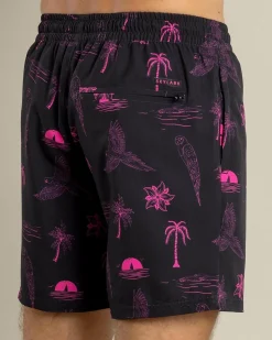 Skylark Recline Elastic Waist Shorts Black/pink New