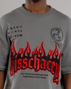 Kiss Chacey Repair Loopback Street T-Shirt Charcoal New