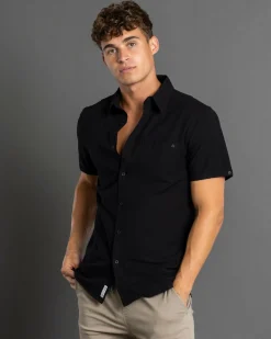 Lucid Requisite Short Sleeve Shirt Black Clearance