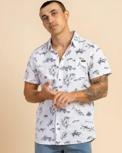 Salty Life Riptide Short Sleeve Shirt White/navy Hot
