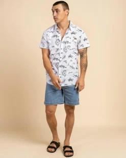 Salty Life Riptide Short Sleeve Shirt White/navy Hot