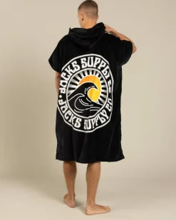Jacks Rising Sun Hooded Towel Black Outlet