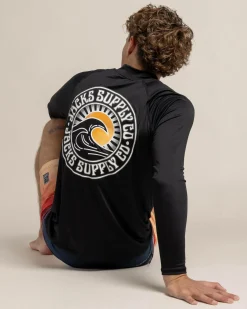 Jacks Rising Sun Long Sleeve Rash Vest Black Outlet
