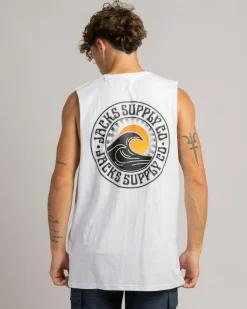 Jacks Rising Sun Muscle Tank White Hot