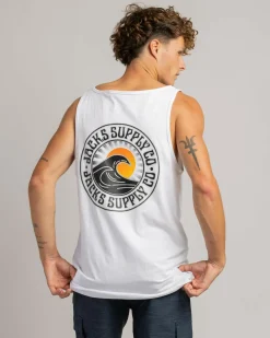Jacks Rising Sun Singlet White Clearance