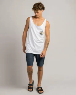 Jacks Rising Sun Singlet White Clearance