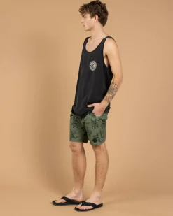 Jacks Rising Sun Singlet Black Acid